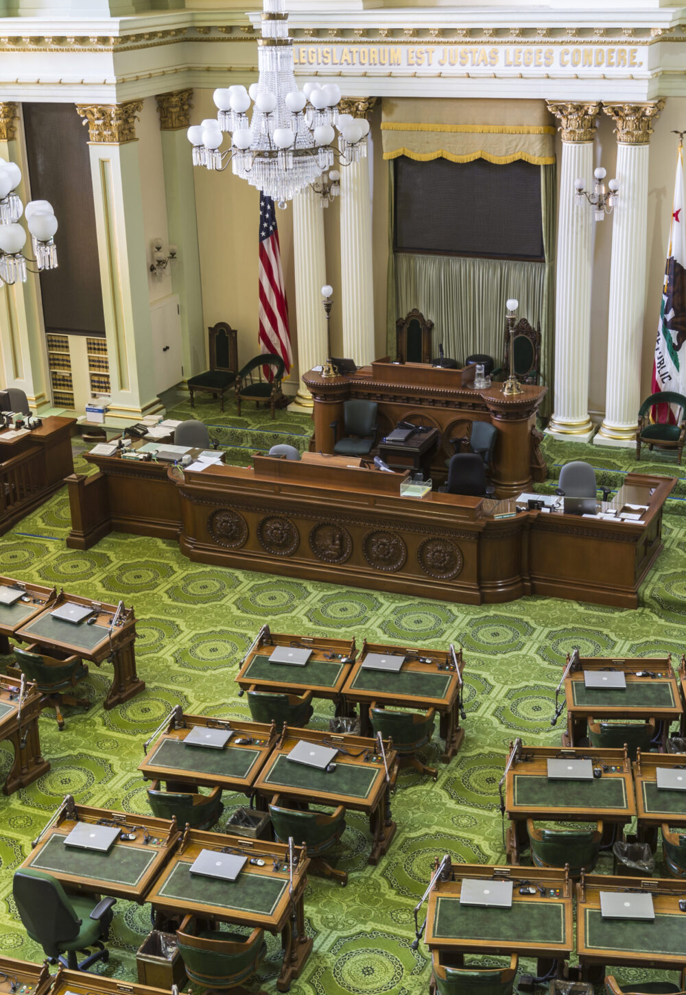 SACRAMENTO, CALIFORNIA - July 4, 2014:  The California state capitol legislature meeting room in Sacramento, California.