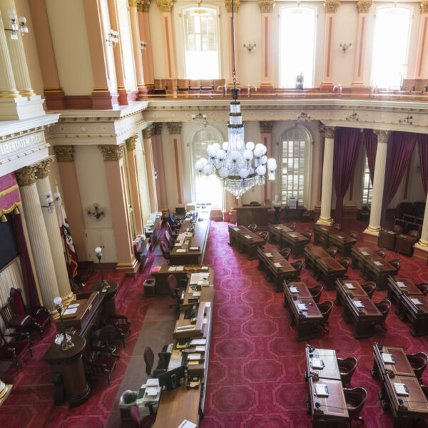 SACRAMENTO, CALIFORNIA - July 4, 2014:  California State assembly meeting room in the historic capitol building.